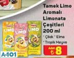 TAMEK LİMO AROMALI LİMONATA ÇEŞİTLERİ 200 ML